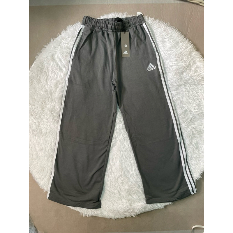 Sale กางเกงขายาว ทรงกระบอกปัก Adidas สีเทา
