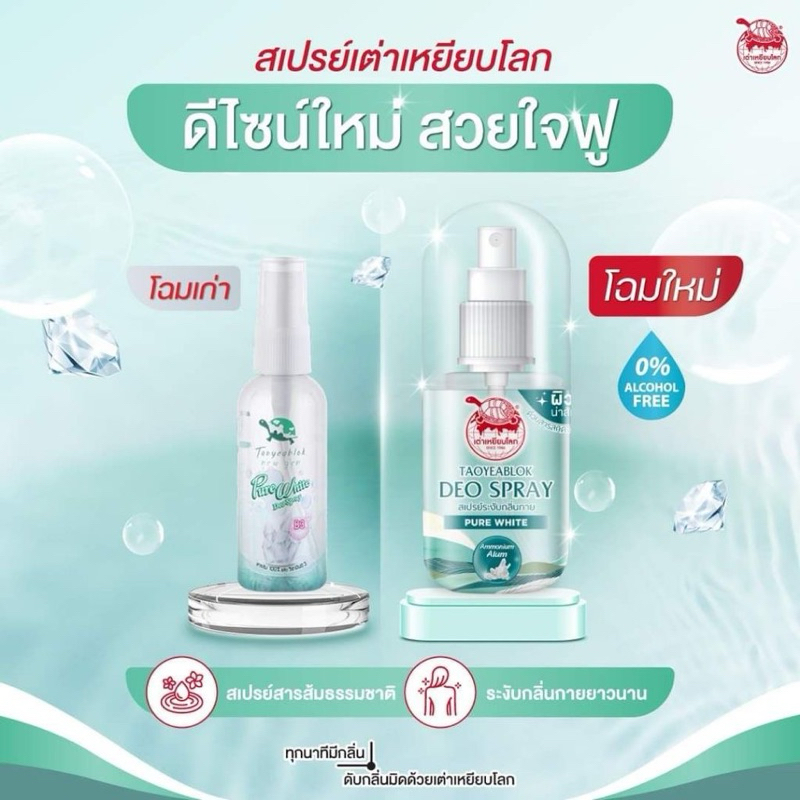 Taoyeablok เต่าเหยียบโลก สเปรย์ระงับกลิ่นกาย #Pure White 50มล - รูปที่ 2
