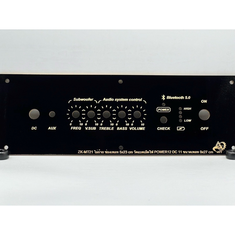 เพลทลำโพงบูลทูธอะคิลิก ZK-MT21ไม่ย้าย ช่องเพลท 5*23cm วัตแบตเม็ดไฟ แผ่นหนา3มิล ขนาดเพลททั้งหมด9*27cm*สวิชต์เปิดปิด 12 mm