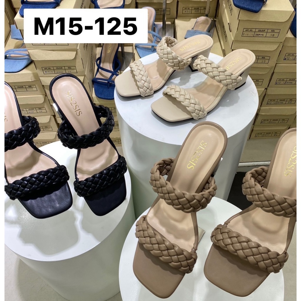 M15-125 สีพื้น รองเท้าส้นสูง งานสวย คุณภาพดี ราคา 300.-เท่านั้น ผ้ายีนส