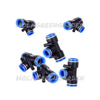 ข้อต่อท่อ นิวเมติก ข้อต่อลม สามทาง 1ชิ้น ฟิตติ้งพลาสติก PE 4 6 8 10 12 14 mm Pneumatic Fittings