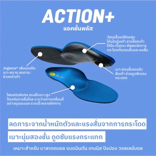 SIDAS Action+ Insoles แผ่นพื้นรองเท้าสำหรับกีฬา High-Impact บาส แบด เทนนิส วอลเล่ย์ ดูดซับแรงกระแทก เพิ่มแรงกระโดด