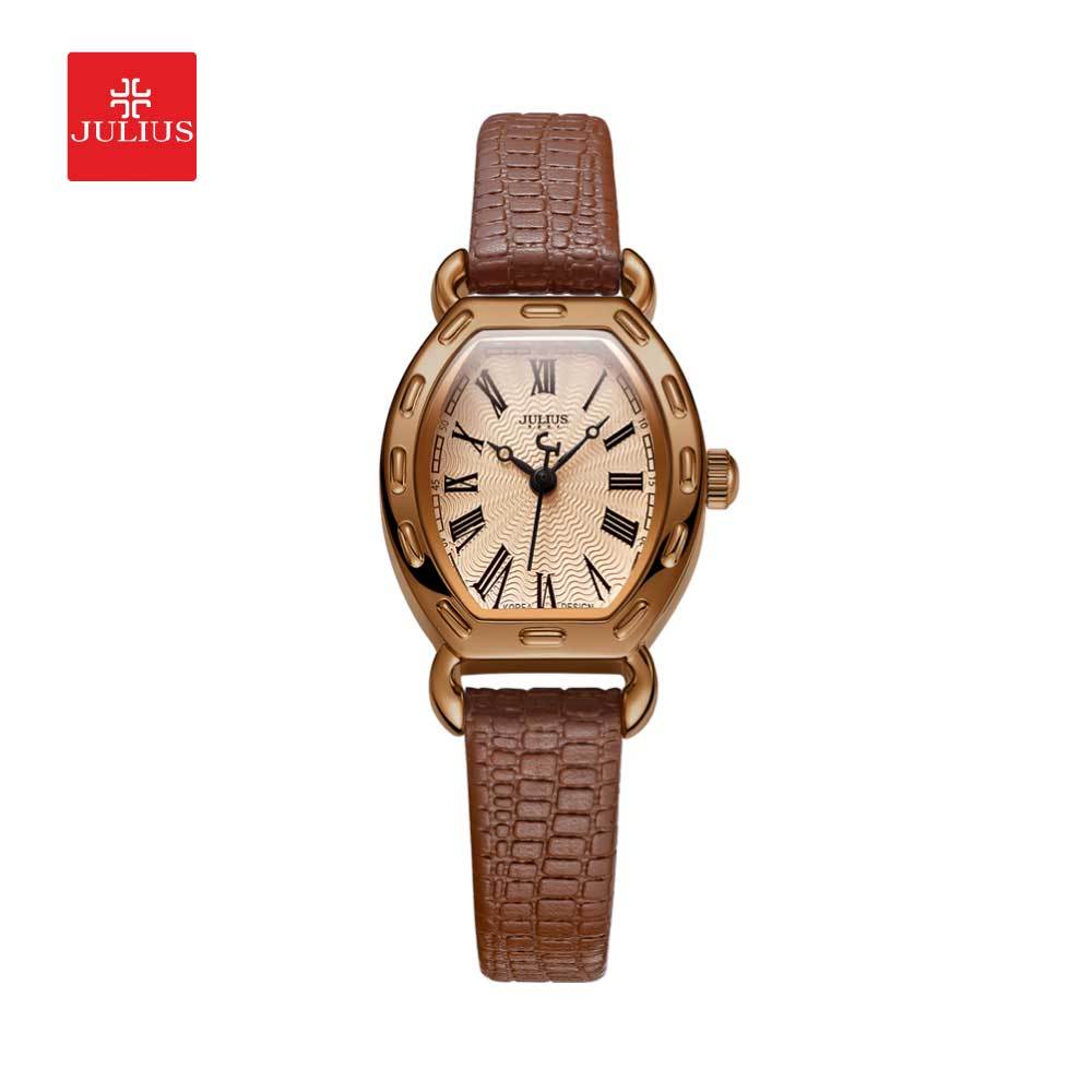 Julius นาฬิกาข้อมือผู้หญิง รุ่น JA-544 สายหนัง หน้าปัดทรงถังเบียร์ แบรนด์เกาหลี แฟชั่นฮิตของแท้