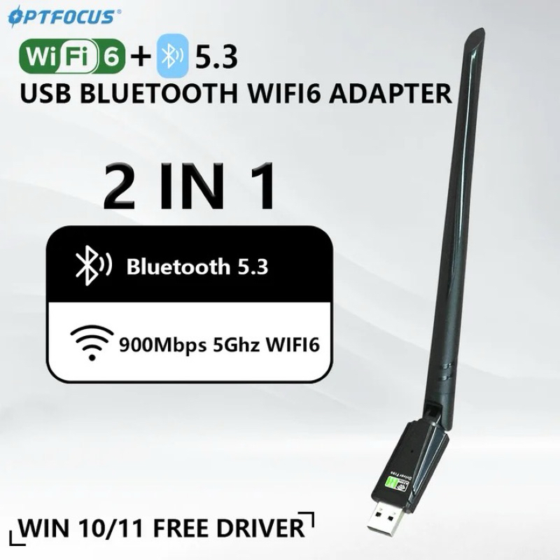 ออปโฟกัส900Mbps USB WIFI6E Bluetooth5.3 AX WiFi อะแดปเตอร์แบบ2 in 1สำหรับพีซี BT wifi5 2.4G 5Gตัวรับ