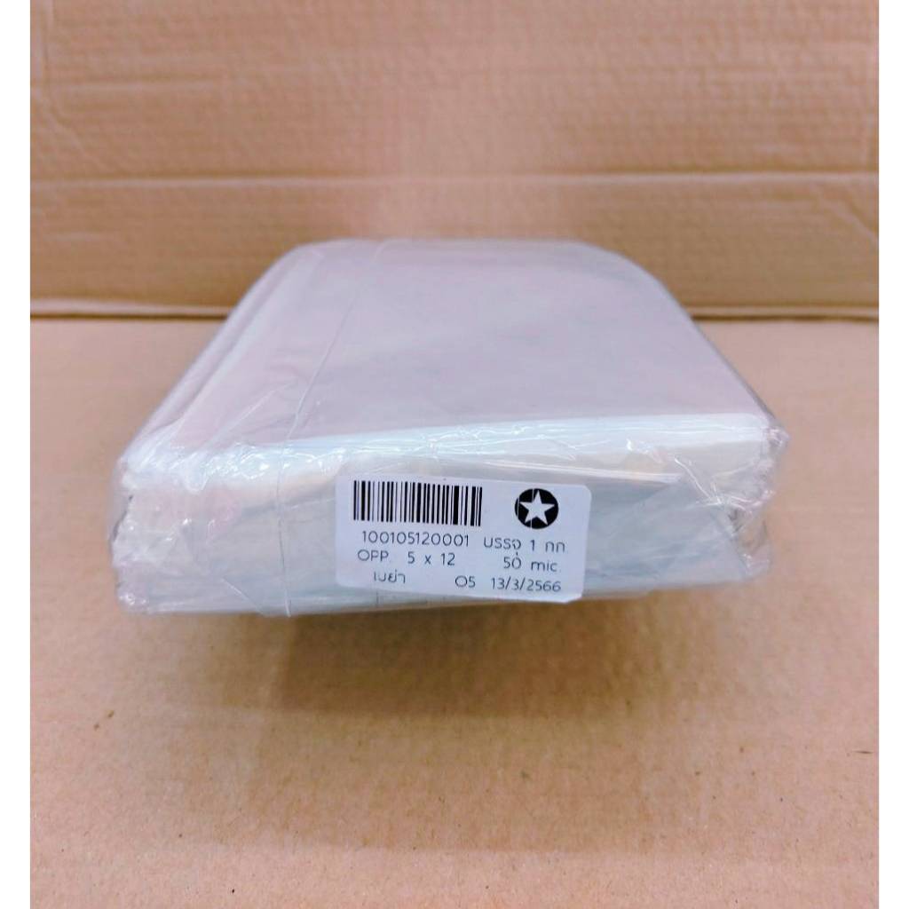 ถุงแก้ว 5x12 นิ้ว แพคละ 1 กก. ความหนา 50 ไมครอน ตราดาว