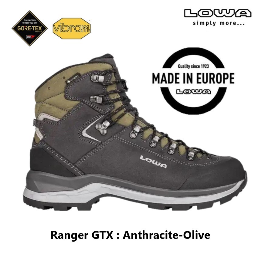 Lowa Ranger GTX รองเท้าบูทเดินป่าสูง 6 นิ้ว หนังนูบัค ซับใน GORE-TEX พื้นยาง VIBRAM ไม่ลื่น กันน้ำ โ