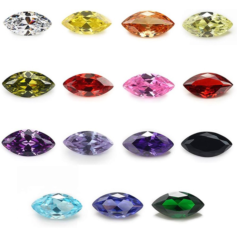 CZ Marquise. เพชรรัสเซีย CZ ทรงมาคี. ราคาเดียว 70 บาท/แพ็ค.  เลือกขนาดใน option ได้เลย.เจียระไนเหลี่ยมเพชร CZ