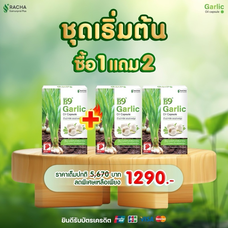 B9 น้ำมันกระเทียม สกัดเข้มข้น 1 กล่อง 20แคปซูล สำหรับเบาหวาน ความดัน ไขมัน ของแท้100%