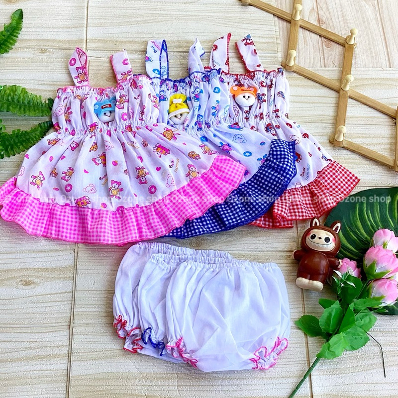 ชุดเด็กอ่อน ชุดผ้าป่านเด็ก กระโปรงแรกเกิด 2-10เดือน(4-8กิโล) - รูปที่ 3