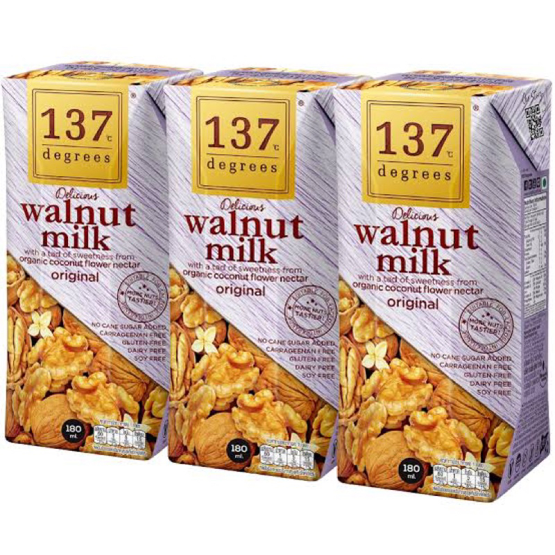 แพ็ค3กล่องเล็ก 137Degree walnut milk นมวอลนัท แพ็ค 180มล.x3 fl