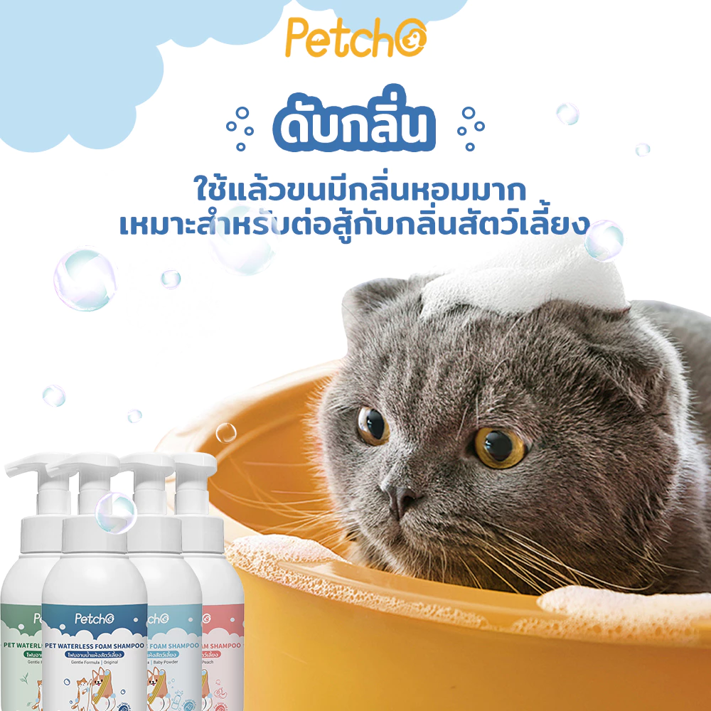 Petcho โฟมอาบน้ำแห้ง แชมพูแมว-สุนัข กลิ่นหอม สูตรอ่อนโยน thumbnail 7