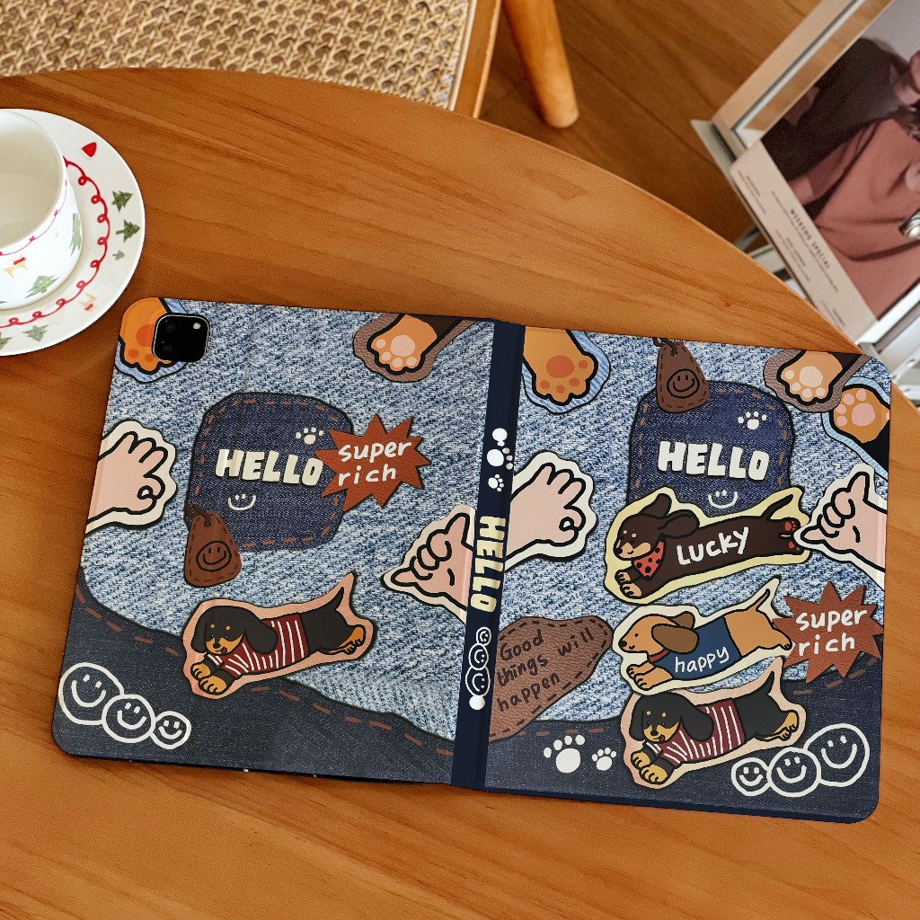 🔥ส่งในพื้นที่🔥เคสไอแพด Gen9 ดัชชุนด์ Air8 เคส iPad คาวบอย Gen8 Air4/6 Case iPad มีที่เก็บปากกา Gen11