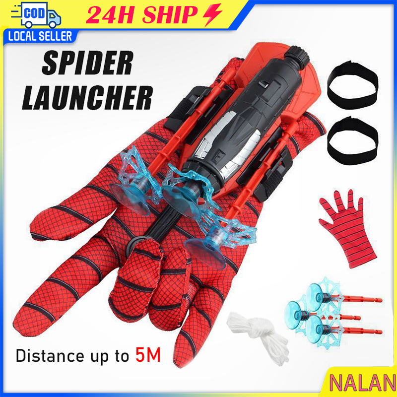 Spiderman ของเล่นยิงปืน คอสเพลย์ ตัวเปิดสไปเดอร์แมน เครื่องส่งสัญญาณข้อมือถุงมือ
