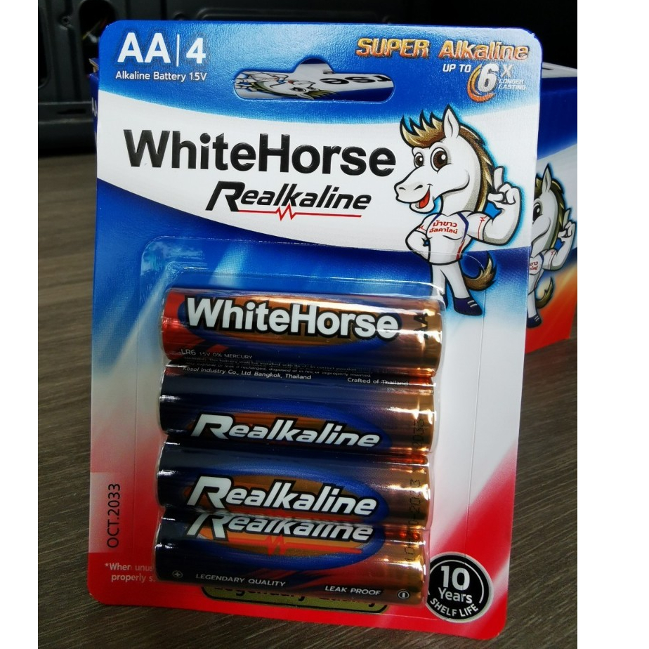 ถ่านม้าขาว อัลคาไลน์ AA ถ่านไฟฉาย ถ่าน 2A  / LR6 ถ่านรีโมท ของเล่น Alkaline Batteries