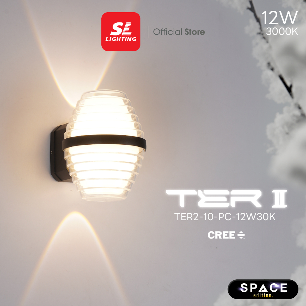 SL LIGHTING | Outer Space โคมไฟติดผนังภายนอก LED 12W 3000K วัสดุ Die-Casting Aluminium ทรงกลม 2WAYS รุ่น TER2-10-PC-12W