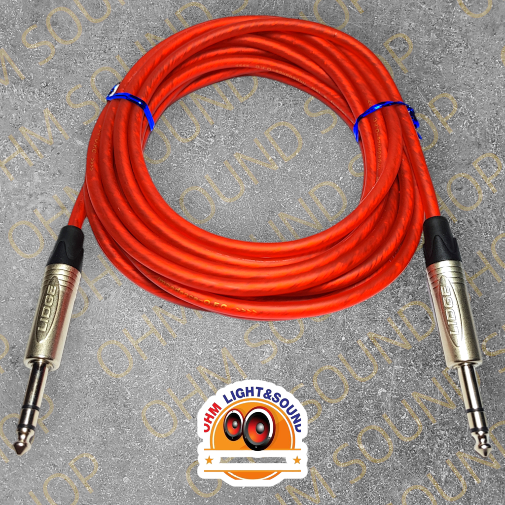 สายสัญญาณ TRS TO TRS 6.35  สาย 6 mm 8 สี อย่างดี หุ่มท่อหดทุกจุด แจ็ค กีต้าร์ สายไมค์ LIDGE cm