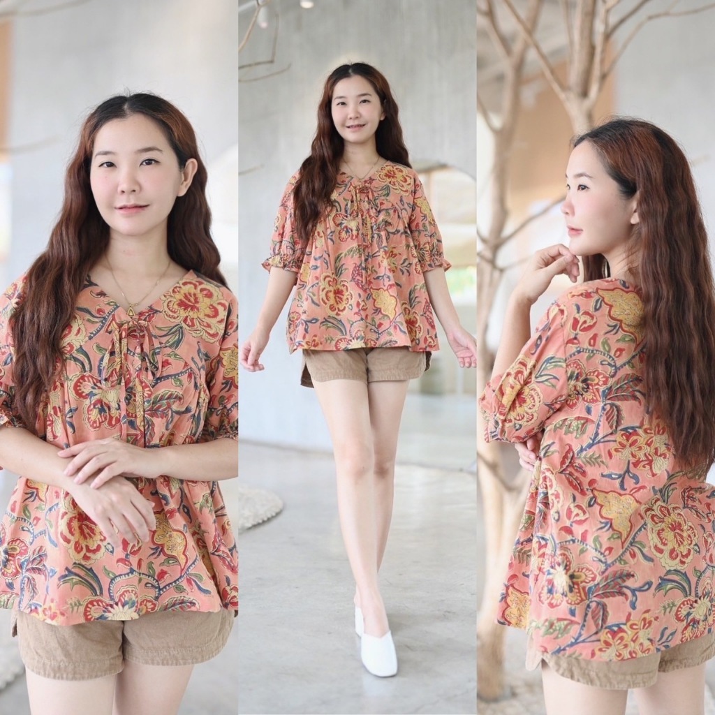 Nana’s Craft เสื้อคอวีแขนตุ๊กตา ผ้าฝ้ายอินเดีย Indian Hand Block