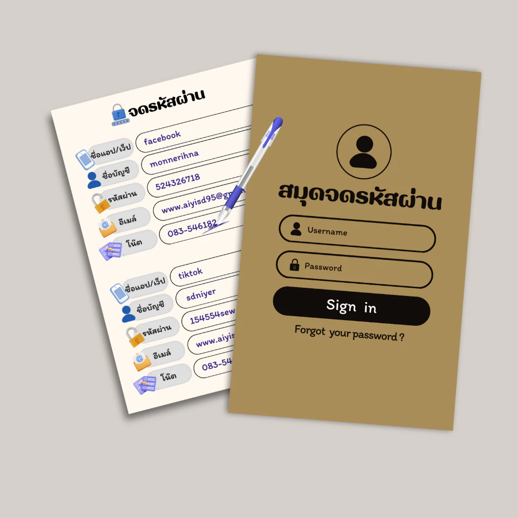 สมุดจดรหัสผ่าน สมุดโน๊ตรหัสผ่าน สมุดบันท฿กรหัสผ่าน