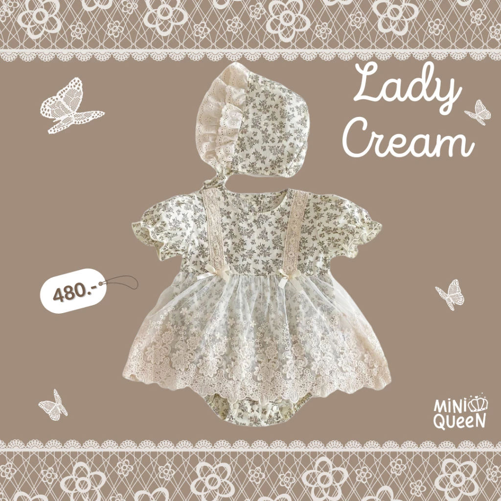 ชุดเด็กอ่อน ชุดบอดี้สูทเด็กอ่อน MiniQueen รุ่น Lady Cream (BDS00195)