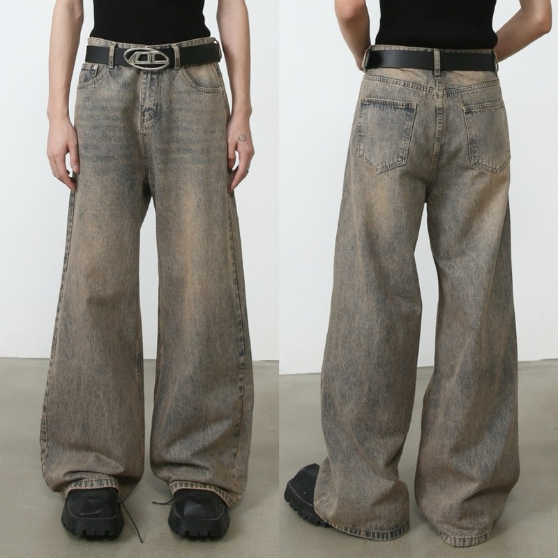 VILLIAN JEANS กางเกงยีนส์เอวสูงทรงกระบอกใหญ่