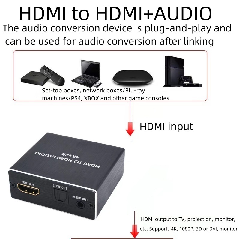 อะแดปเตอร์แยกเสียงสเตอริโอ  HDMI TOSLINK SPDIF และอะแดปเตอร์แยกเสียง 3.5มม 4k 2k สําหรับ Ps4 TV DVD