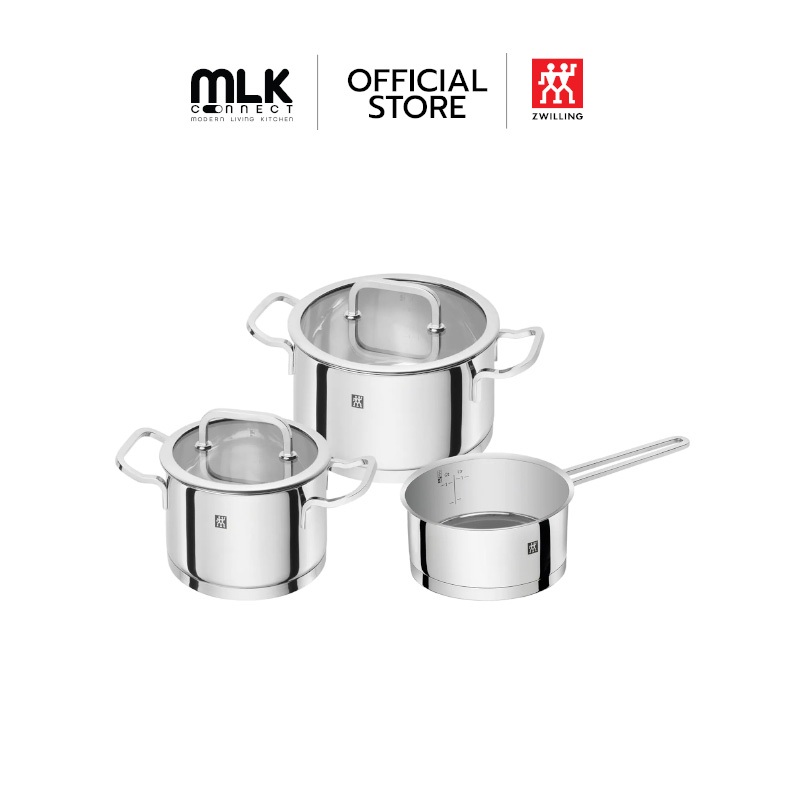 ZWILLING ชุดหม้อสแตนเลสสตีล รุ่น Moment S 3 ชิ้น สีเงิน N64220003