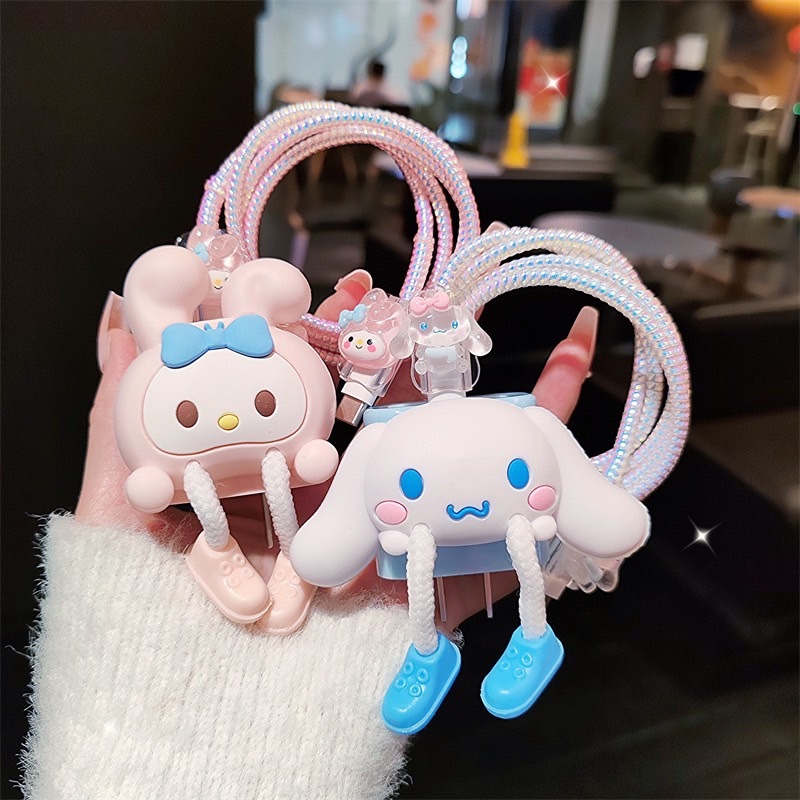 CT-(O) ชุดถนอมสายชาร์จมาใหม่ สำหรับไอโฟน 18w/20w ลายการ์ตูนขายาว สินค้ามีพร้อมส่งจากไทย