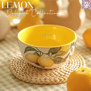 Violet Flamingo เซ็ตจานชามเซรามิค รุ่น Lemon Delight จานชามลายลูกเลมอนแสนน่ารัก เข้าไมโครเวฟได้