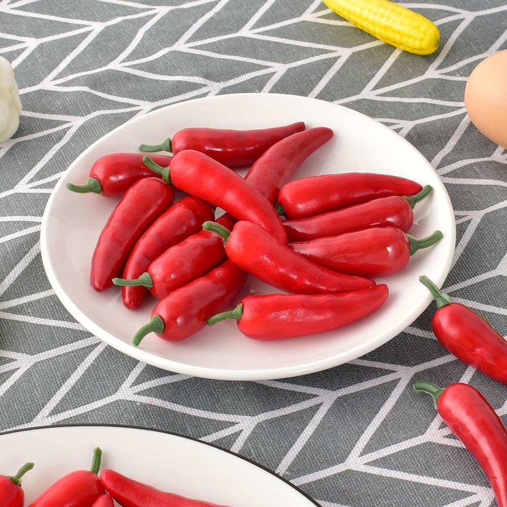 VE-07ผักปลอม พร้อมส่ง พริกปลอม 3สี 6cm.