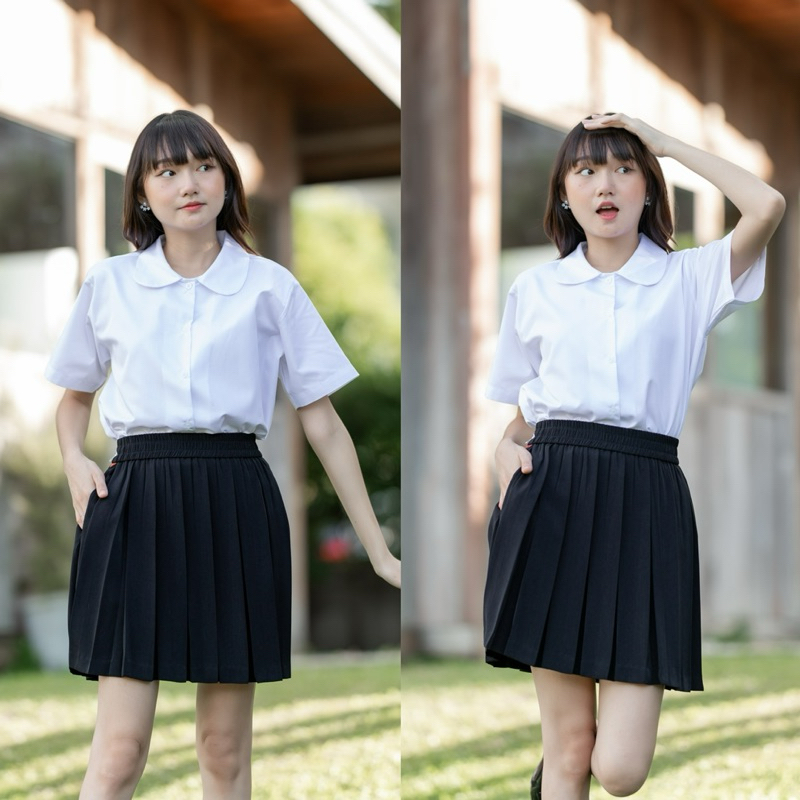 กระโปรงพลีท พลีทมีกระเป๋า มีจีบเล็ก-จีบทวิส กระโปรงนักศึกษา
