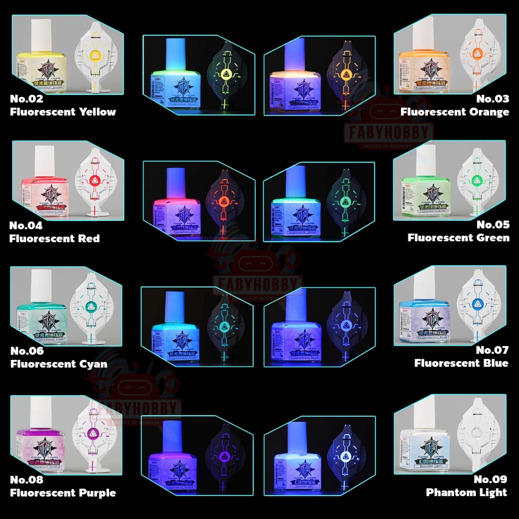 Panel Line Fluorescence - น้ำยาตัดเส้นสีสะท้อนแสง สูตรน้ำกลิ่นไม่แรง กันดั้ม กันพลา หุ่นยนต์ รถยนต์ - รูปที่ 4