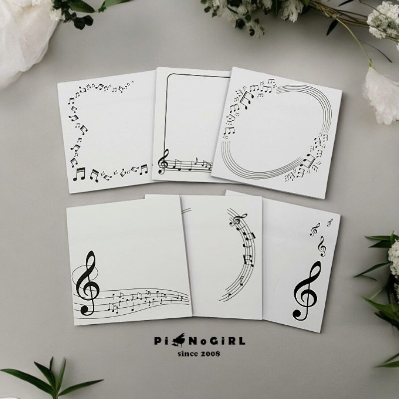 กระดาษโน้ตลายดนตรี มีกาวในตัว มี 6 ลาย
