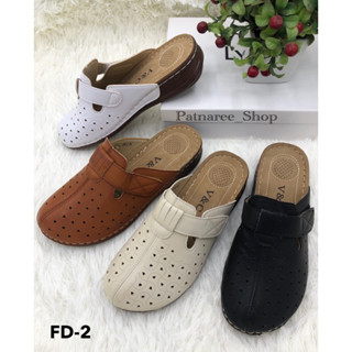 ⭐️พร้อมส่ง⭐️รองเท้าแฟชั่นปิดหน้าเปิดส้น รุ่น FD-2 ฉลุลายสวยง…