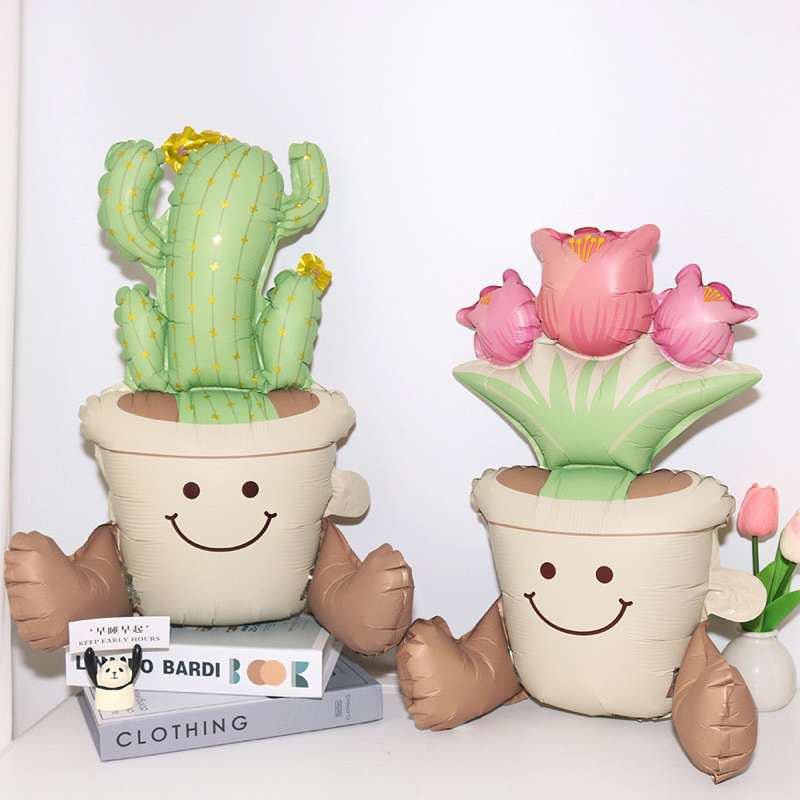 ลูกโป่งดอกไม้ ต้นกระบองเพชร flower balloons ลูกโป่งตกแต่ง ลูกโป่ง 3D วันเกิด