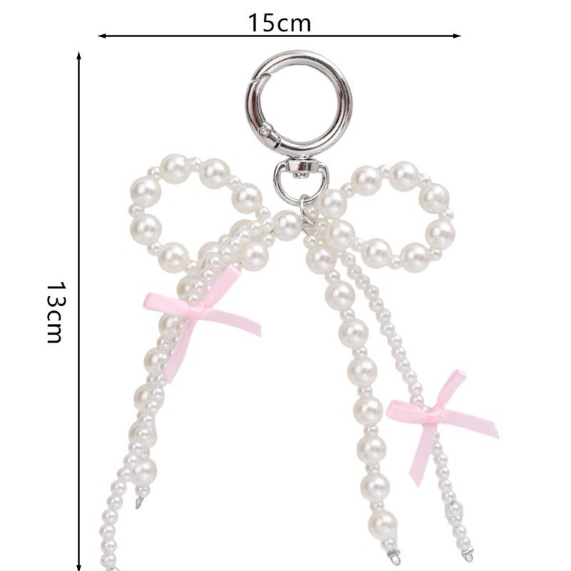 🎀🤍พร้อมส่ง!พวงกุญแจผูกโบว์ ไข่มุก ห้อยกระเป๋า โทรศัพท์ น่ารักมาก