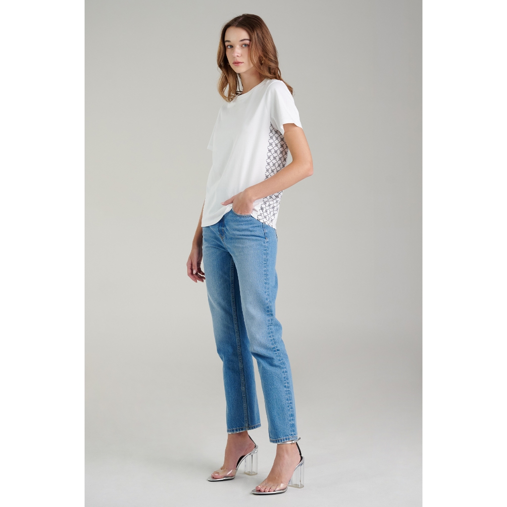 Mc jeans เสื้อยืดแขนสั้นผู้หญิง คอกลม สีขาว MTTZ787
