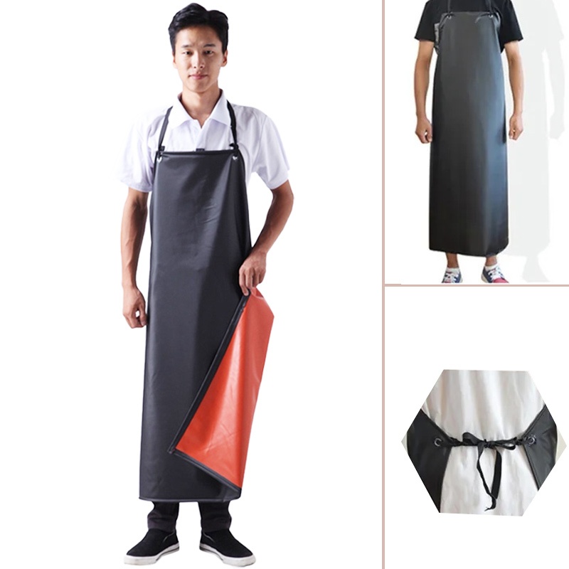 ผ้ากันเปื้อน PVC หนา กันน้ำ 2 ด้าน ใส่สบาย ทนทาน เหมาะกับครัวและร้านอาหาร