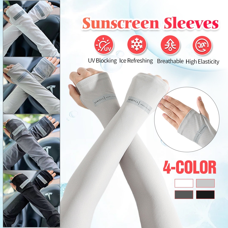 ปลอกแขนกันแดด หุ้มมือได้ ปลอกแขน กันUV แขนเสื้อ เย็น ใส่ได้ทั้งชายและหญิง