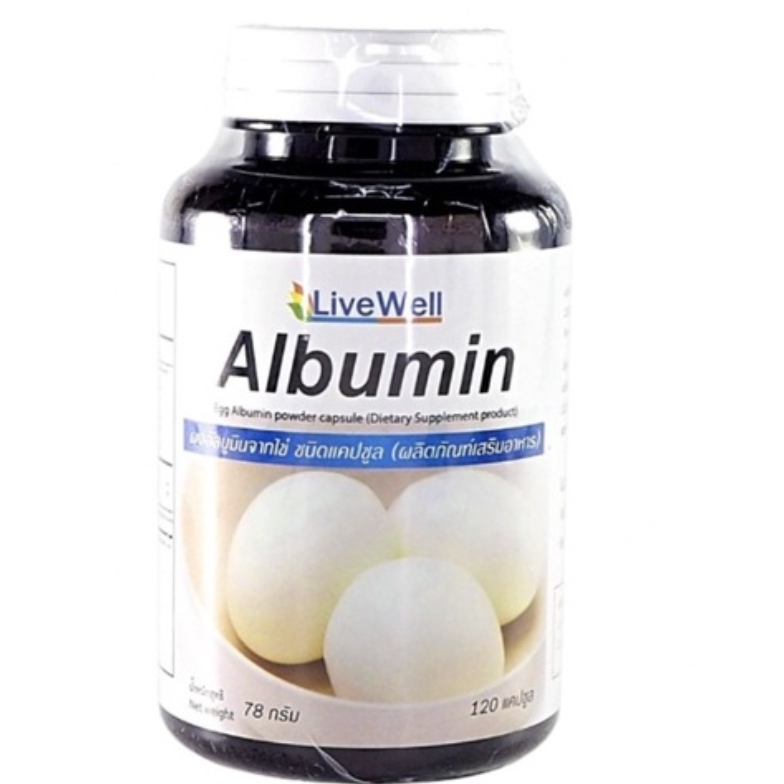 Live Well Egg Albumin โปรตีนไข่ขาว แบบเม็ด 120 แคปซูล ลีฟเวลล์อัลบูมินแคปซูล