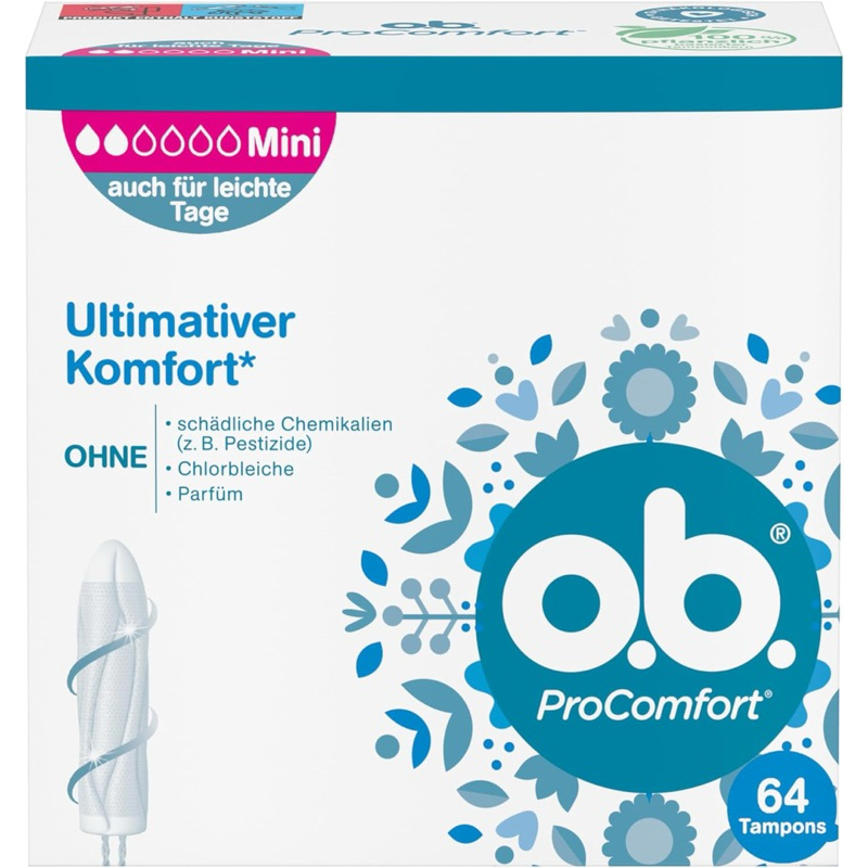 ผ้าอนามัย​แบบ​สอด​obโอ​บี​Mini​ จำนวน​64ชิ้น​นำเข้า​จาก​ประเทศ​เยอรมัน​ของ​แท้​100​%