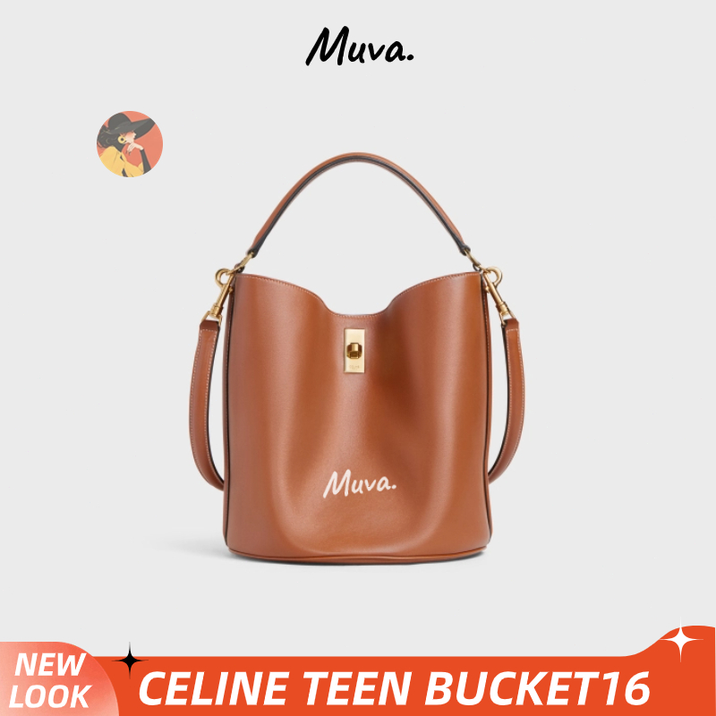 เซลีน👜Celine TEEN BUCKET 16 Women/Shoulder Bag กระเป๋าถัง/กระเป๋าถือ/กระเป๋า Celine