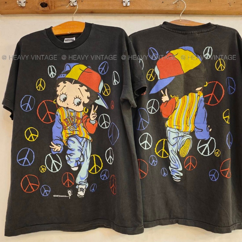 BETTY BOOP ป้าย USA ฟอกไบโอ นุ่มพิเศษ เสื้อลายการ์ตูน เบตตี้บูป น่ารัก วินเทจ heavy vintage shirt