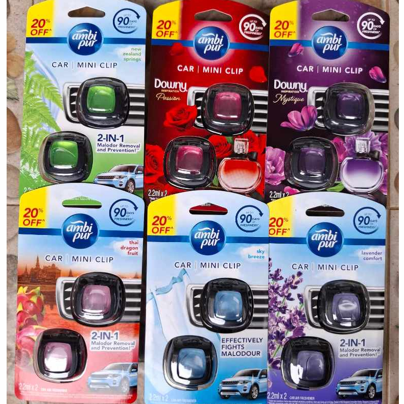 แพคสุดคุ้มAmbiPur Car Mini Series Air Freshener แอมบิเพอร์คาร์มินิ น้ำหอมปรับอากาศ  2.2ml