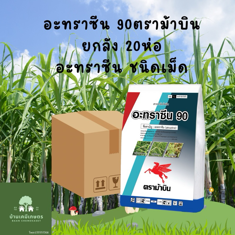 อะทราซีน90 ตราม้าบิน ชนิดเม็ด ยกลัง 20ห่อ ยุมคุมหญ้าในไร่อ้อย ข้าวโพด