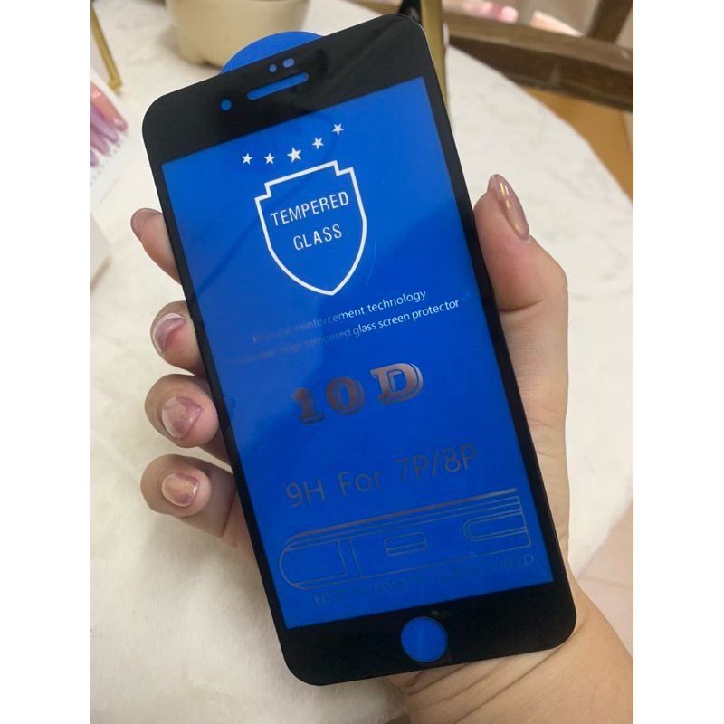 ฟิล์มกระจก สำหรับ iPhone7plus,8plus สีดำ ฟิล์มกระจกแบบเต็มจอ