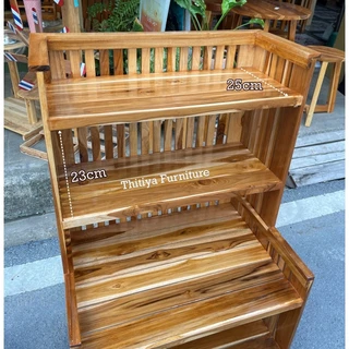 ชั้นวางของอเนกประสงค์ ไม้สักแท้ ชั้นเข้ามุม แบบไล่ระดับ ขนาด45x65x100ซม.