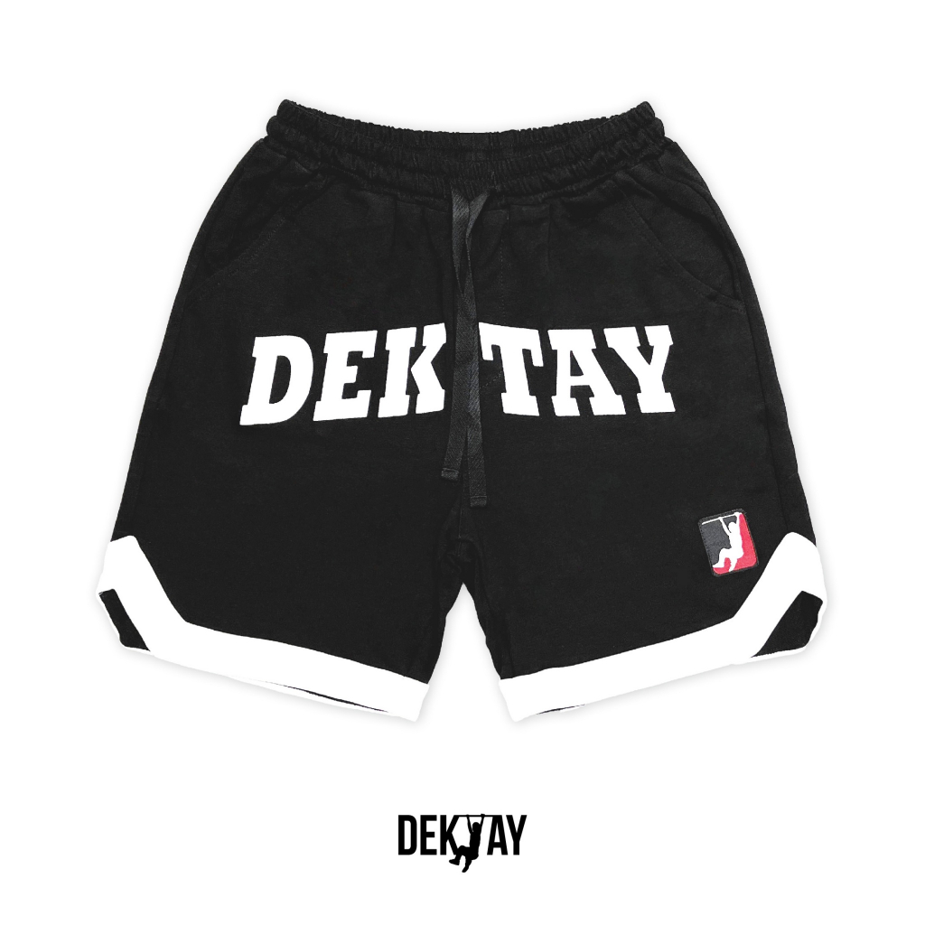 Dektay athletic street sweat-shorts / Black กางเกงขาสั้นสีดำแถบสีขาว