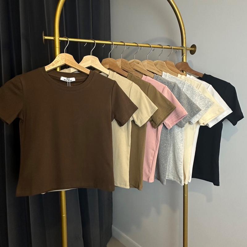 ✿MAI AREA✿ 102 เสื้อคอกลม สีพื้น ผ้าคอตตอนนิ่ม ใส่สบาย เหมาะกับอากาศเมืองไทย พร้อมส่ง