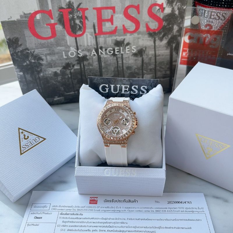 🌻หน้าปัดโชว์กลไกสวยหรู✨นาฬิกา GUESS GW0257L2 Moonlight WHITE