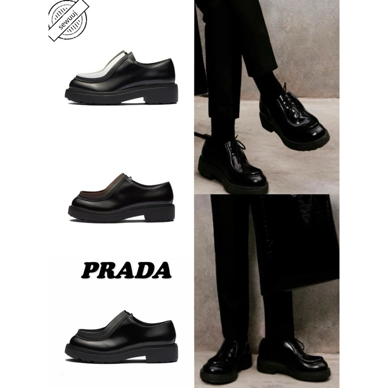 รองเท้าโลฟเฟอร์ลำลองลำลองของ PRADA ของแท้